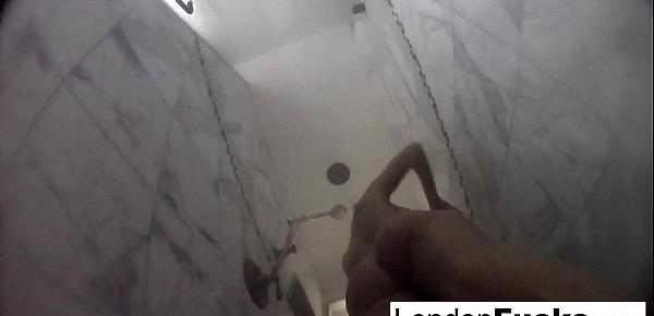  London Keyes takes a hidden camera shower